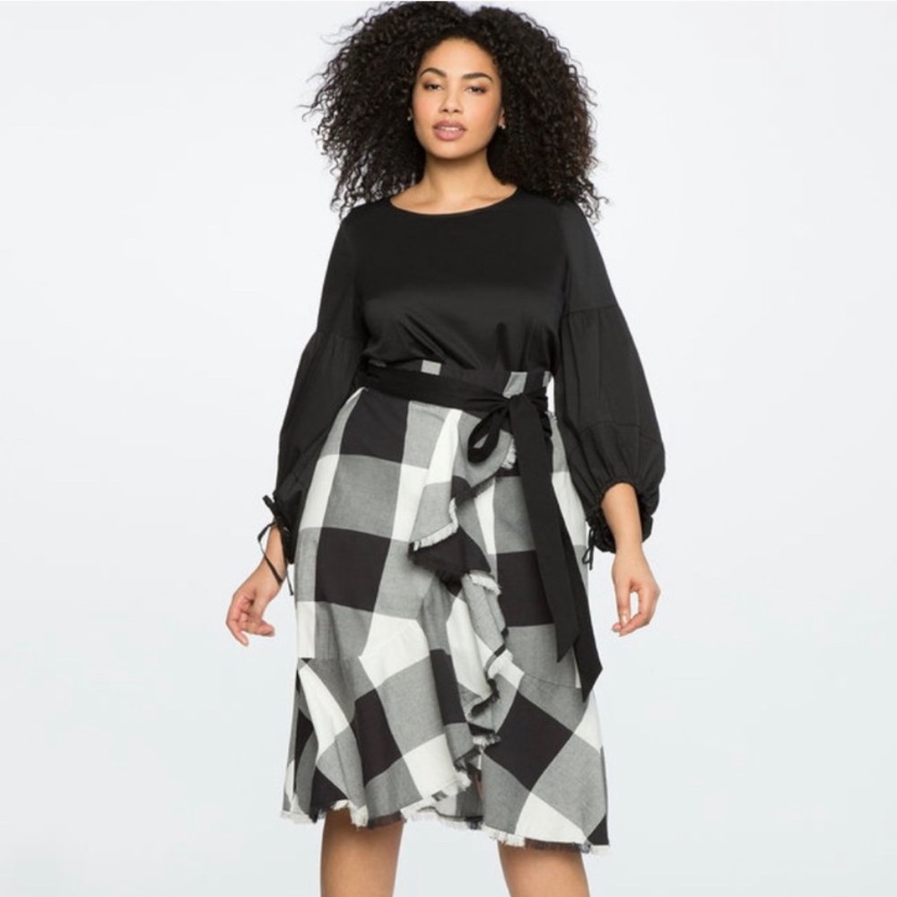 New Eloquii Buffalo Plaid Paperbag Waist Skirt 18W